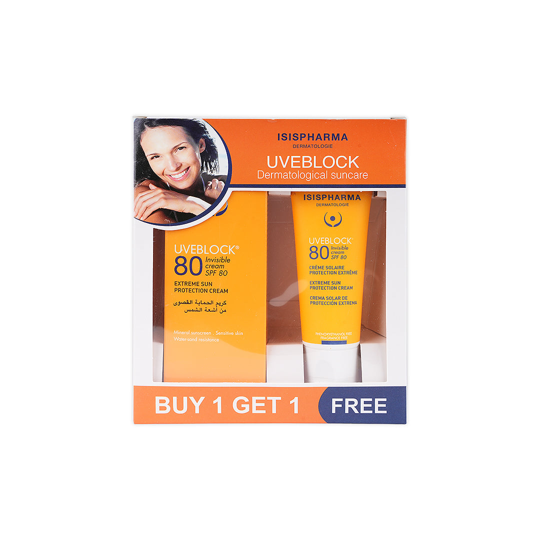 UVeblock SPF80 Invisible Cream 40ml 1+1 Offer